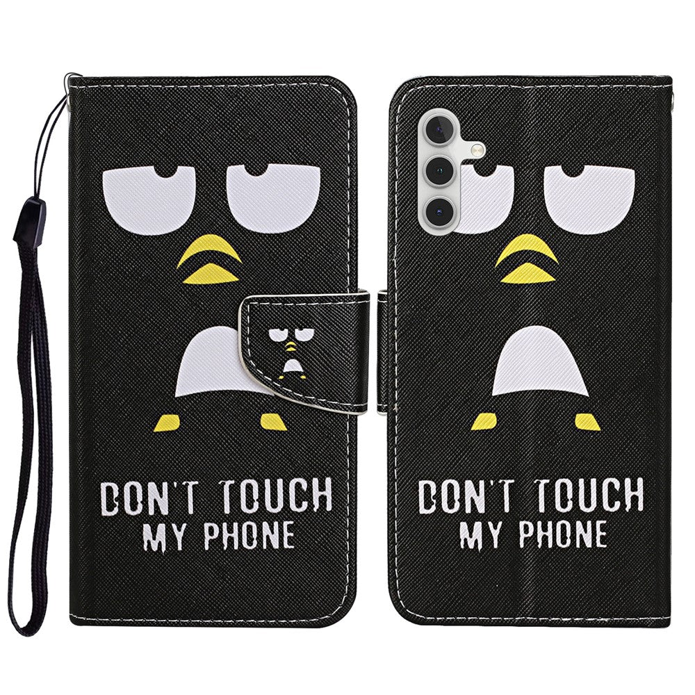Pattern Printing PU Leather Cover for Samsung Galaxy S23 FE Cross Texture Wallet Phone Case with Strap