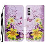 Pattern Printing PU Leather Cover for Samsung Galaxy S23 FE Cross Texture Wallet Phone Case with Strap