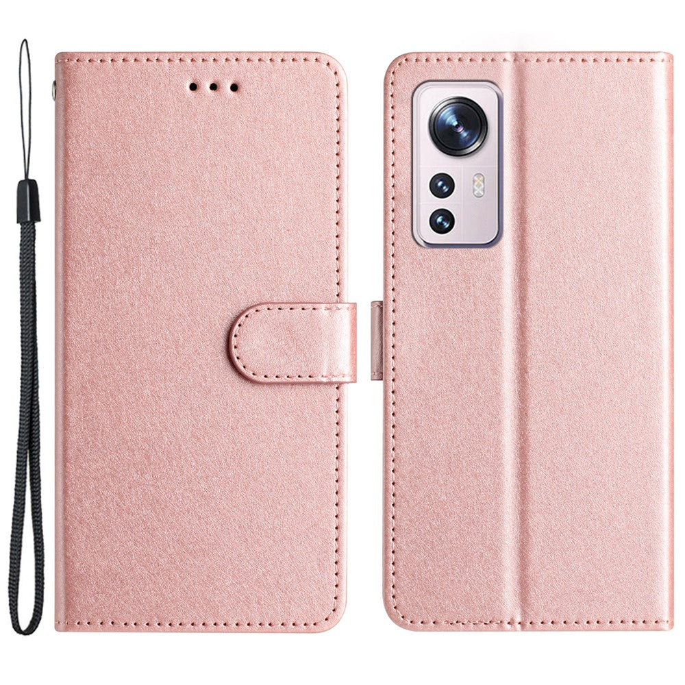For Xiaomi 12 Lite 5G Wallet Phone Case Viewing Stand Silk Texture Leather Cover with Wrist Strap