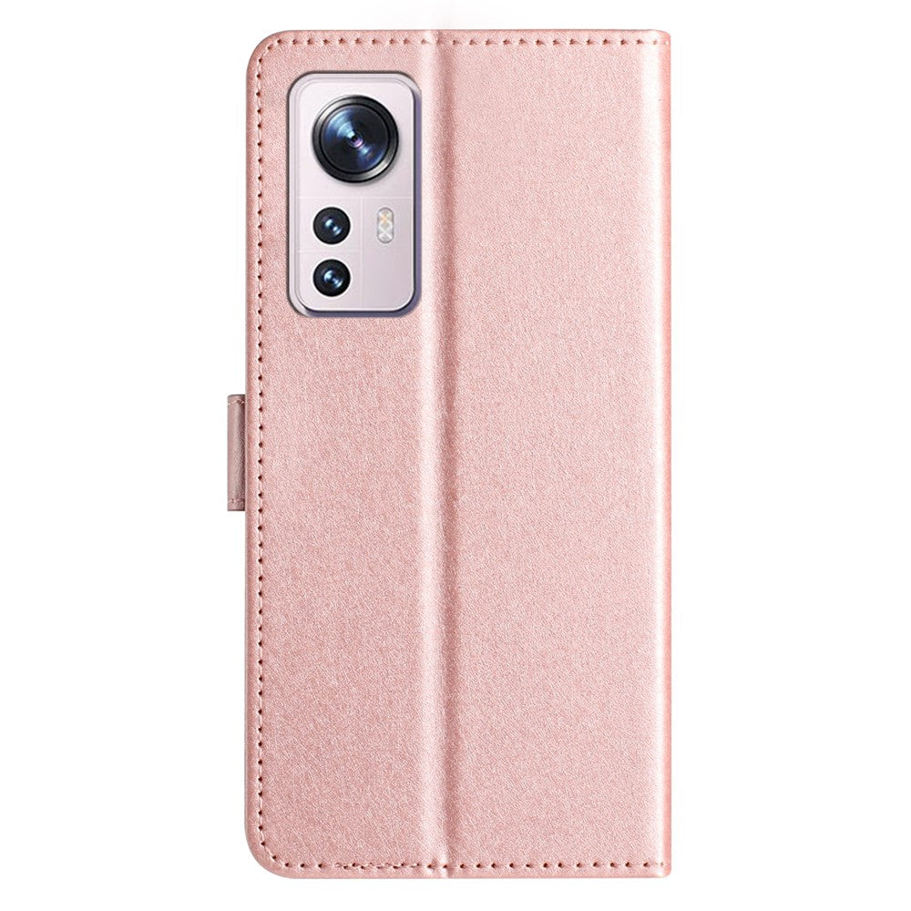 For Xiaomi 12 Lite 5G Wallet Phone Case Viewing Stand Silk Texture Leather Cover with Wrist Strap
