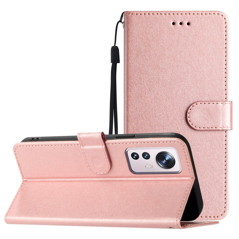 For Xiaomi 12 Lite 5G Wallet Phone Case Viewing Stand Silk Texture Leather Cover with Wrist Strap