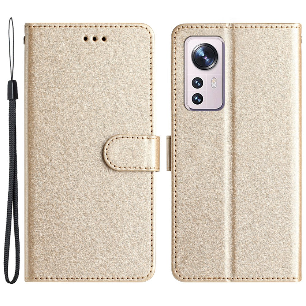 Xiaomi 12 Lite 5G Plånboksfodral med stativ, läderfodral i sidentextur med handledsrem