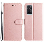 Stand Shell for Oppo A76 / A36 / A96 4G Silk Texture Wallet Phone Case Leather Cover with Wrist Strap