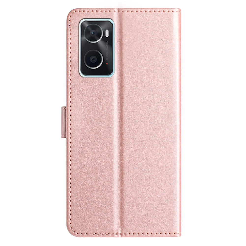 Stand Shell for Oppo A76 / A36 / A96 4G Silk Texture Wallet Phone Case Leather Cover with Wrist Strap