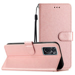 Stand Shell for Oppo A76 / A36 / A96 4G Silk Texture Wallet Phone Case Leather Cover with Wrist Strap