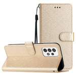 For Samsung Galaxy A52 4G / 5G / A52s 5G PU Leather Flip Stand Cover Silk Texture Phone Wallet Case with Hand Strap
