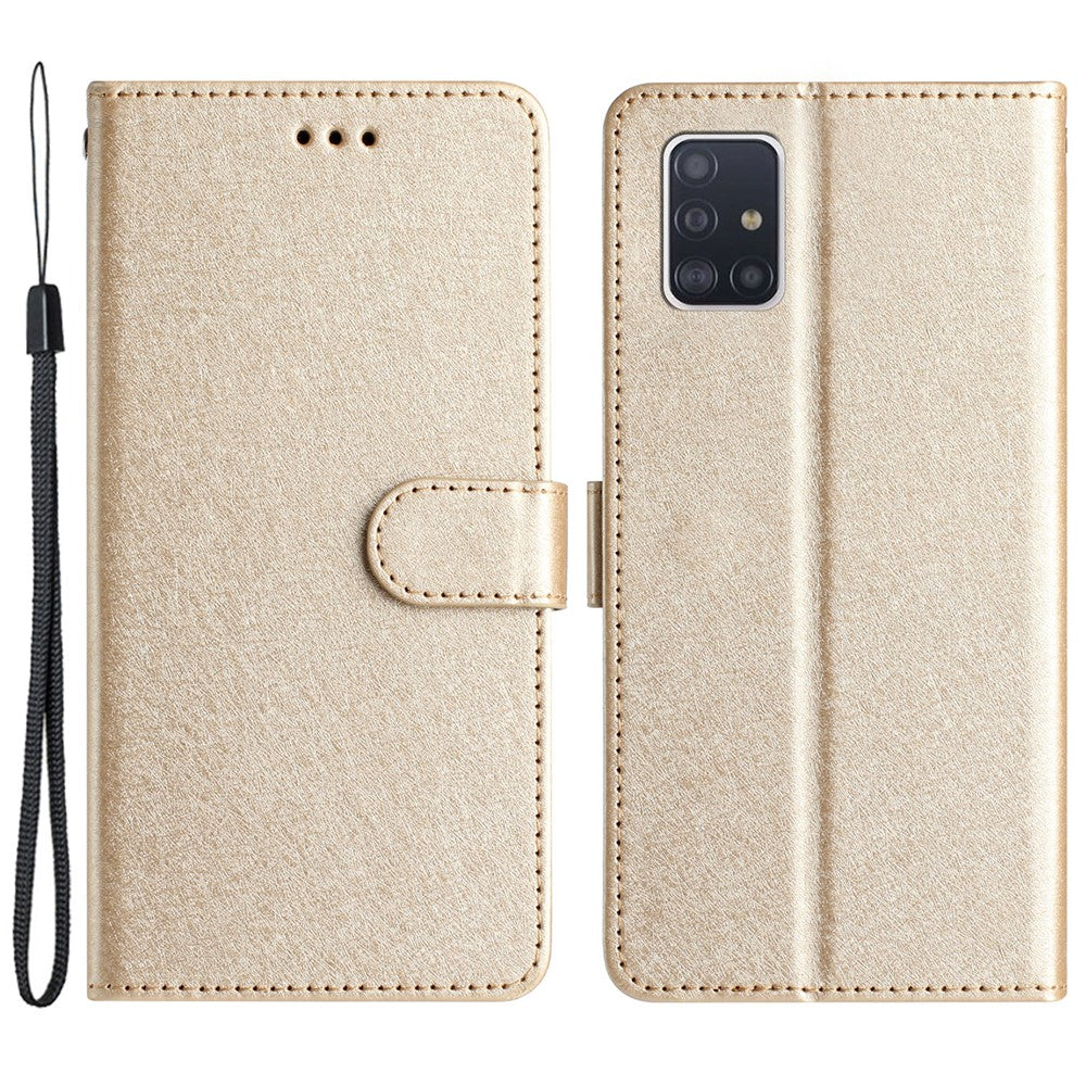 Samsung Galaxy A51 4G SM-A515 Fallskyddande Läderfodral med Plånboksfodral i Siden och Handrem