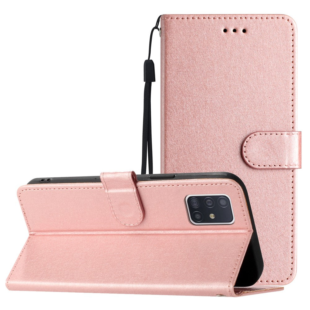 Til Samsung Galaxy A71 4G SM-A715 Ridsefast Læder Telefon Pung Stativ Cover Silketekstur Etui