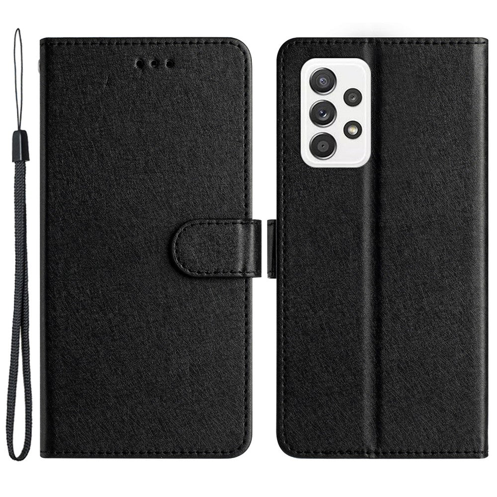 Phone Wallet for Samsung Galaxy A32 4G (EU Version) Silk Texture Fall Proof PU Leather Stand Cover Flip Case