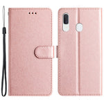 For Samsung Galaxy A40 Wallet Case Phone Stand Cover Silk Texture PU Leather Shell with Hand Strap
