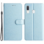 For Samsung Galaxy A40 Wallet Case Phone Stand Cover Silk Texture PU Leather Shell with Hand Strap