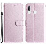 For Samsung Galaxy A40 Wallet Case Phone Stand Cover Silk Texture PU Leather Shell with Hand Strap