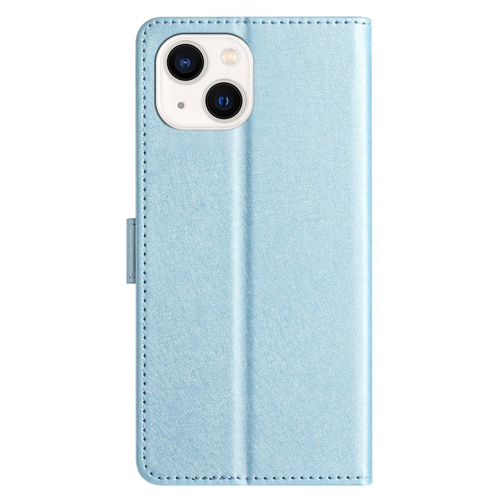 Flip Case for iPhone 13 mini 5.4 inch Silk Texture PU Leather Phone Cover Wallet Stand with Wrist Strap