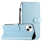 Flip Case for iPhone 13 mini 5.4 inch Silk Texture PU Leather Phone Cover Wallet Stand with Wrist Strap