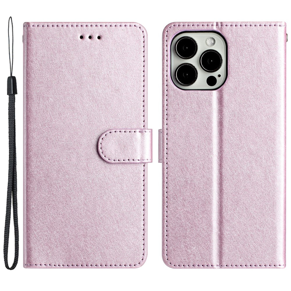 Phone Stand Cover for iPhone 12 Pro Max 6.7 inch PU Leather Silk Texture Wallet Book Style Case with Wrist Strap