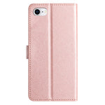 For iPhone 6 / 6s / 7 / 8 / SE (2020) / SE (2022) Phone Stand PU Leather Cover Silk Texture Wallet Case with Wrist Strap