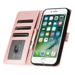 For iPhone 6 / 6s / 7 / 8 / SE (2020) / SE (2022) Phone Stand PU Leather Cover Silk Texture Wallet Case with Wrist Strap