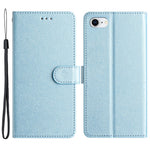 For iPhone 6 / 6s / 7 / 8 / SE (2020) / SE (2022) Phone Stand PU Leather Cover Silk Texture Wallet Case with Wrist Strap