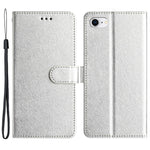 For iPhone 6 / 6s / 7 / 8 / SE (2020) / SE (2022) Phone Stand PU Leather Cover Silk Texture Wallet Case with Wrist Strap