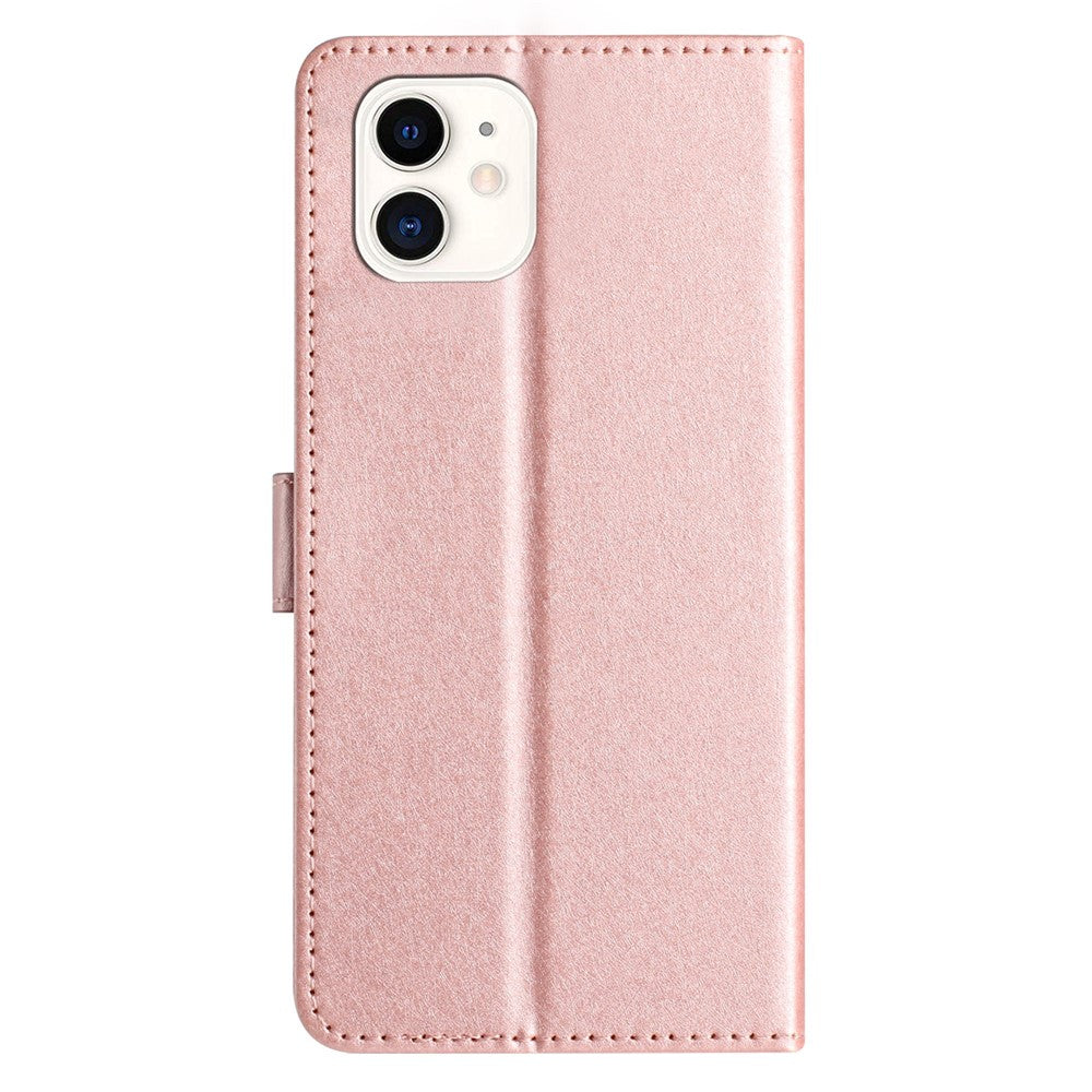 Anti-scratch Case for iPhone 11 Silk Texture PU Leather Wallet Phone Stand Cover with Wrist Strap