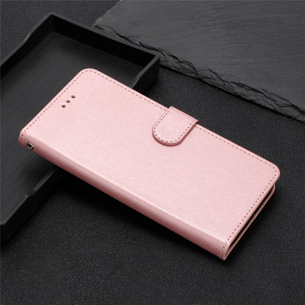 Anti-scratch Case for iPhone 11 Silk Texture PU Leather Wallet Phone Stand Cover with Wrist Strap