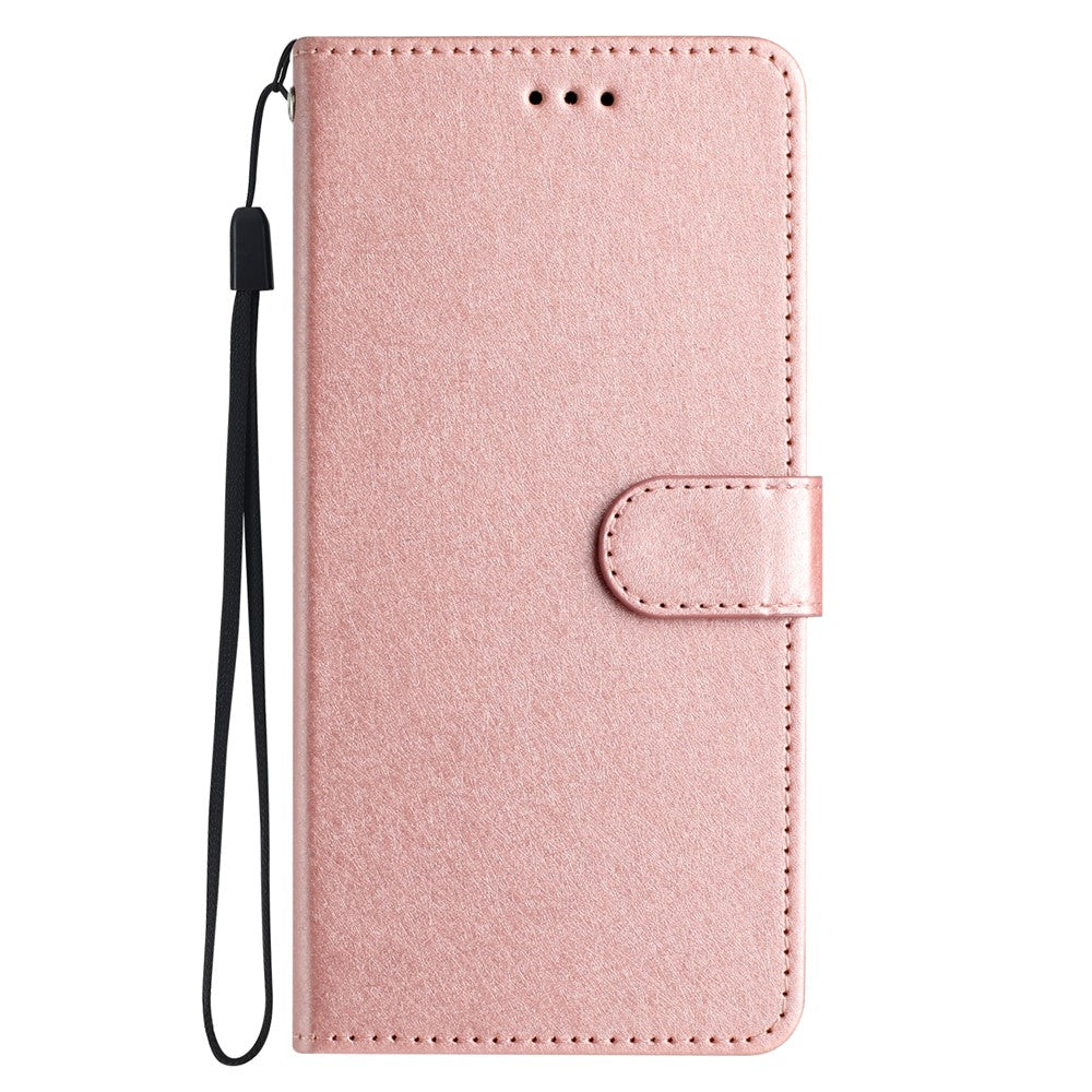 Anti-scratch Case for iPhone 11 Silk Texture PU Leather Wallet Phone Stand Cover with Wrist Strap