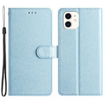 Anti-scratch Case for iPhone 11 Silk Texture PU Leather Wallet Phone Stand Cover with Wrist Strap