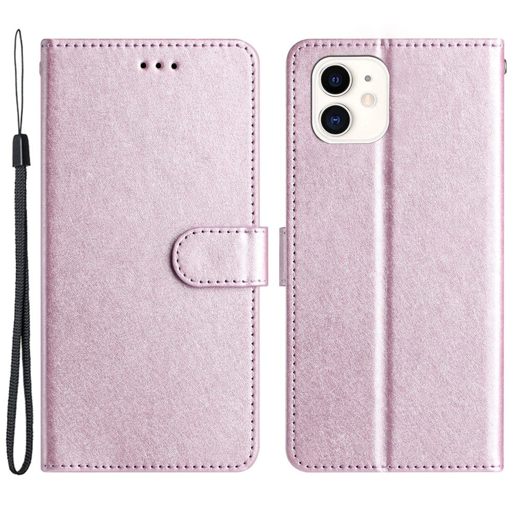 Anti-scratch Case for iPhone 11 Silk Texture PU Leather Wallet Phone Stand Cover with Wrist Strap