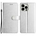 Silk Texture Flip Case for iPhone 12 Pro 6.1 inch , PU Leather Phone Cover Wallet Stand with Wrist Strap
