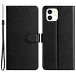 Wallet Stand Case for iPhone 12 mini 5.4 inch Silk Texture PU Leather Phone Cover with Wrist Strap
