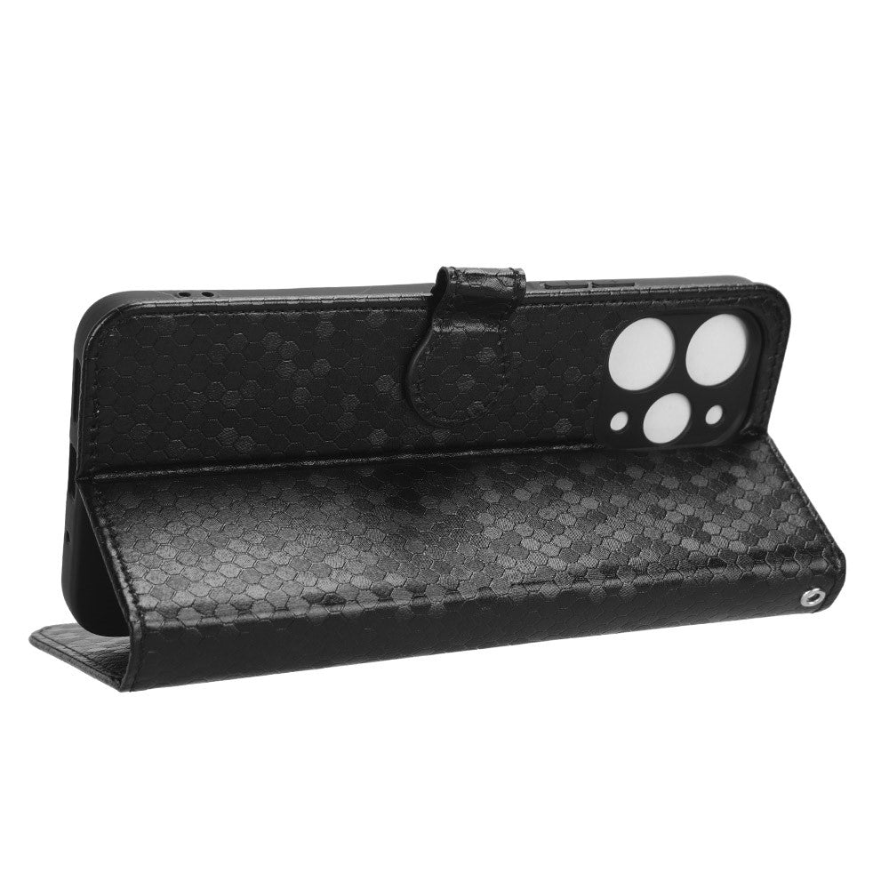 For Xiaomi Redmi 12 4G Imprinted Dot Pattern Phone Cover PU Leather Stand Case Wallet Phone Shell