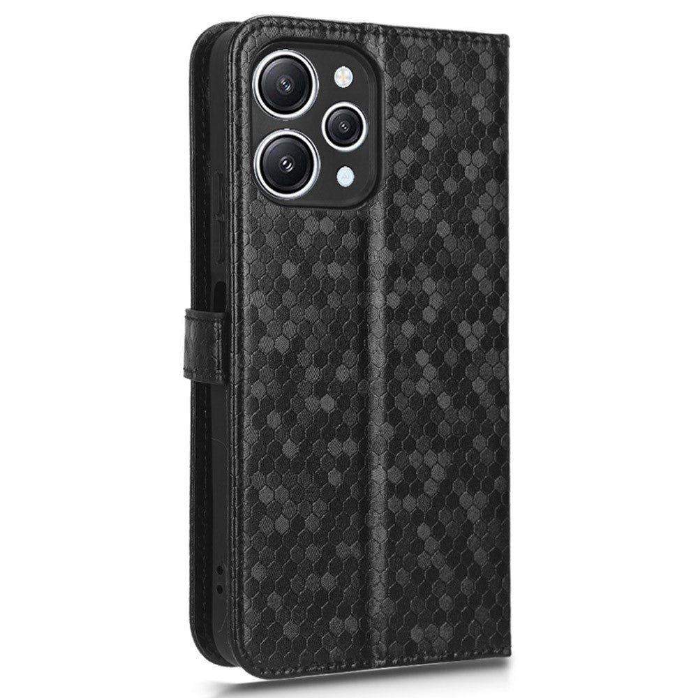 For Xiaomi Redmi 12 4G Imprinted Dot Pattern Phone Cover PU Leather Stand Case Wallet Phone Shell