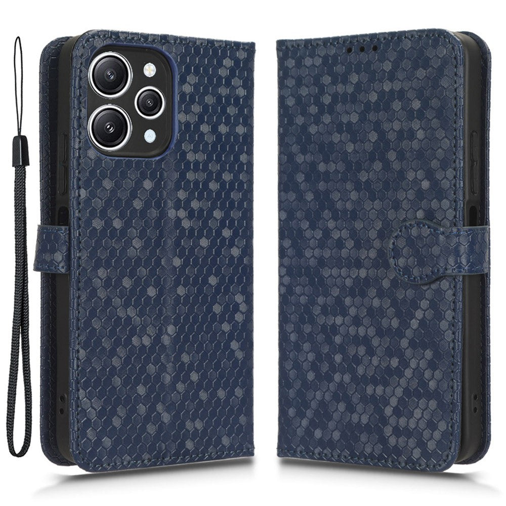 For Xiaomi Redmi 12 4G Imprinted Dot Pattern Phone Cover PU Leather Stand Case Wallet Phone Shell