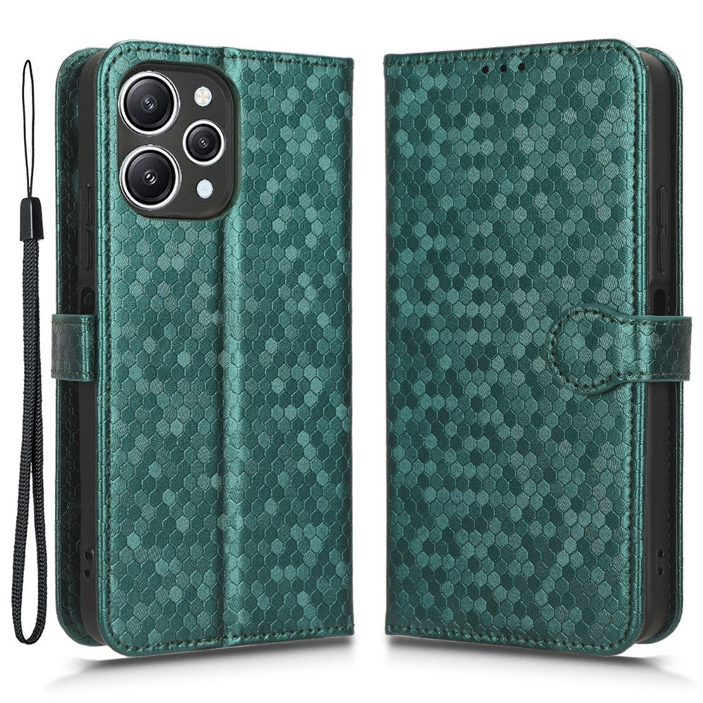 For Xiaomi Redmi 12 4G Imprinted Dot Pattern Phone Cover PU Leather Stand Case Wallet Phone Shell