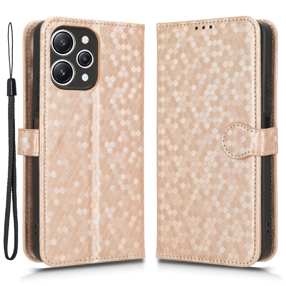 For Xiaomi Redmi 12 4G Imprinted Dot Pattern Phone Cover PU Leather Stand Case Wallet Phone Shell