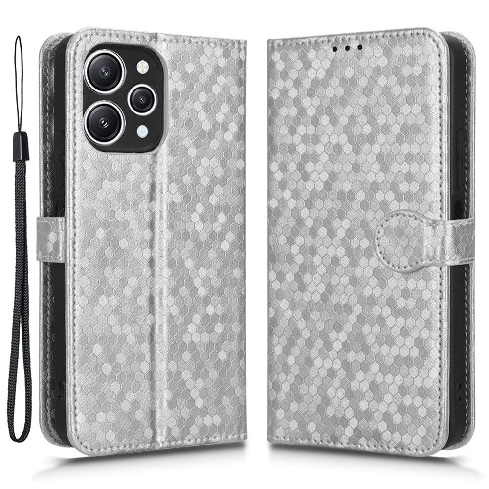 For Xiaomi Redmi 12 4G Imprinted Dot Pattern Phone Cover PU Leather Stand Case Wallet Phone Shell