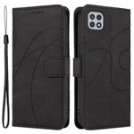 Til Samsung Galaxy A22 5G (EU Version) A22S PU-lædertelefoncover med trykt linje, pung og stander