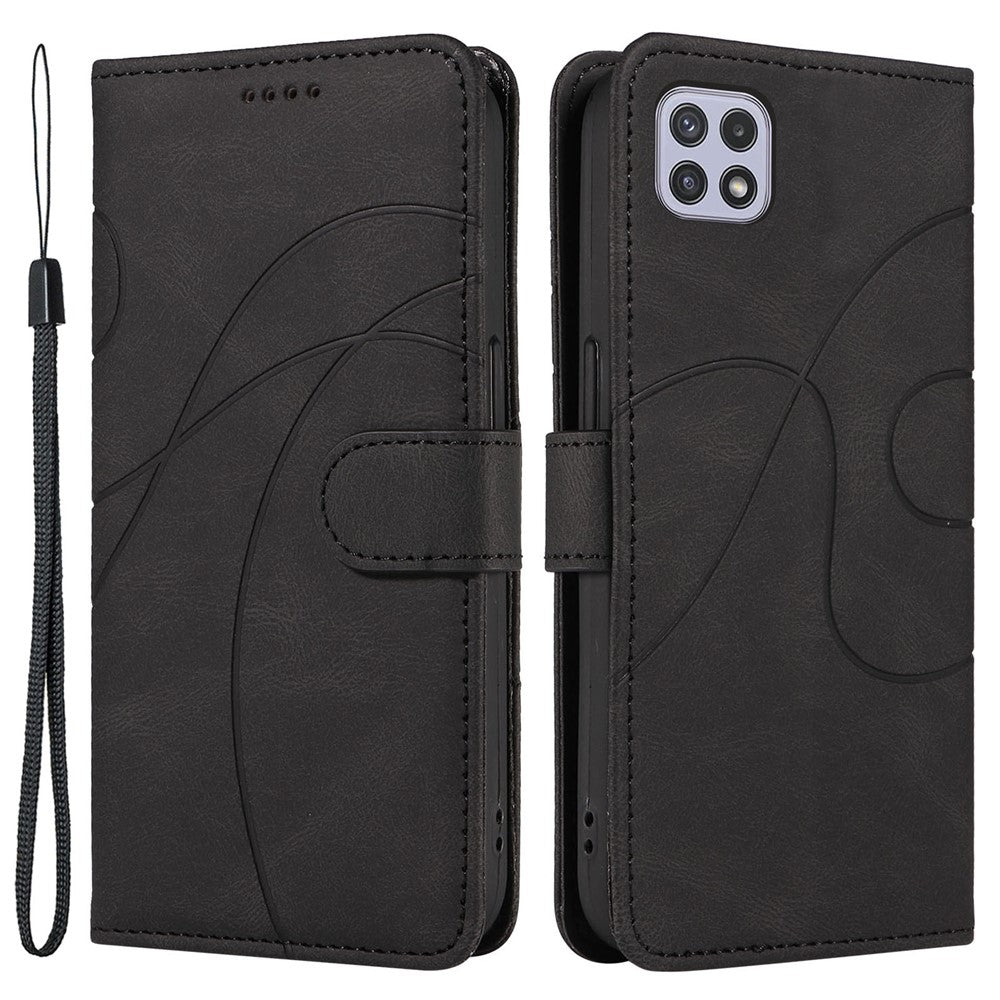 Til Samsung Galaxy A22 5G (EU Version) A22S PU-lædertelefoncover med trykt linje, pung og stander