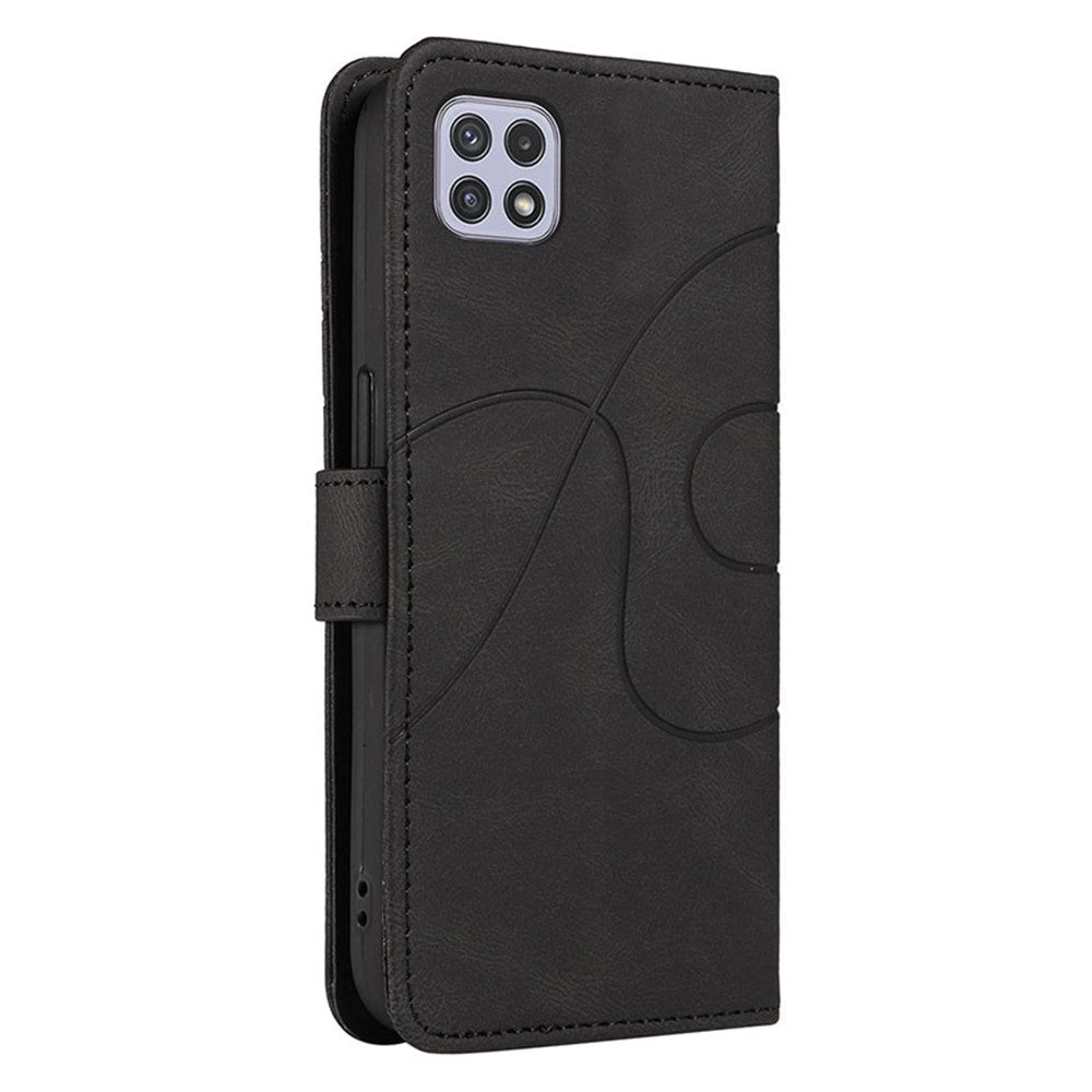 Til Samsung Galaxy A22 5G (EU Version) A22S PU-lædertelefoncover med trykt linje, pung og stander
