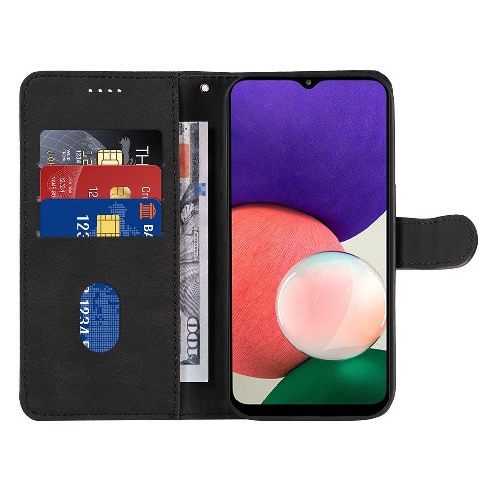 Til Samsung Galaxy A22 5G (EU Version) A22S PU-lædertelefoncover med trykt linje, pung og stander