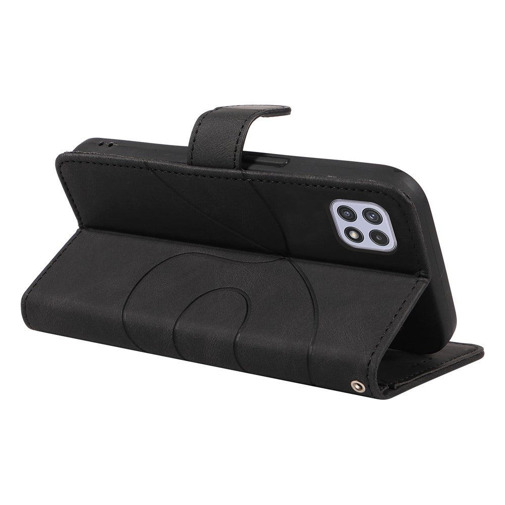 Til Samsung Galaxy A22 5G (EU Version) A22S PU-lædertelefoncover med trykt linje, pung og stander