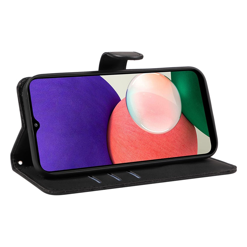 Til Samsung Galaxy A22 5G (EU Version) A22S PU-lædertelefoncover med trykt linje, pung og stander