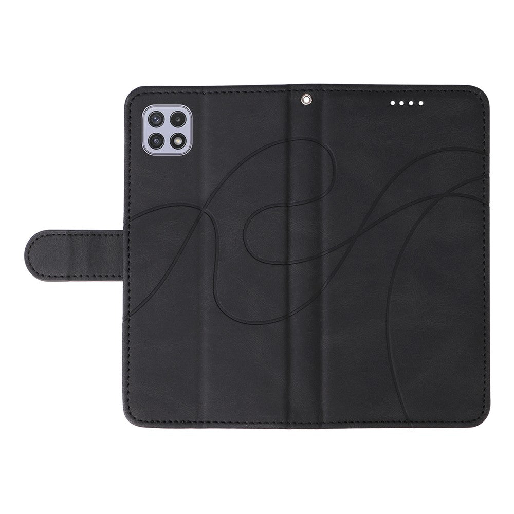 Til Samsung Galaxy A22 5G (EU Version) A22S PU-lædertelefoncover med trykt linje, pung og stander