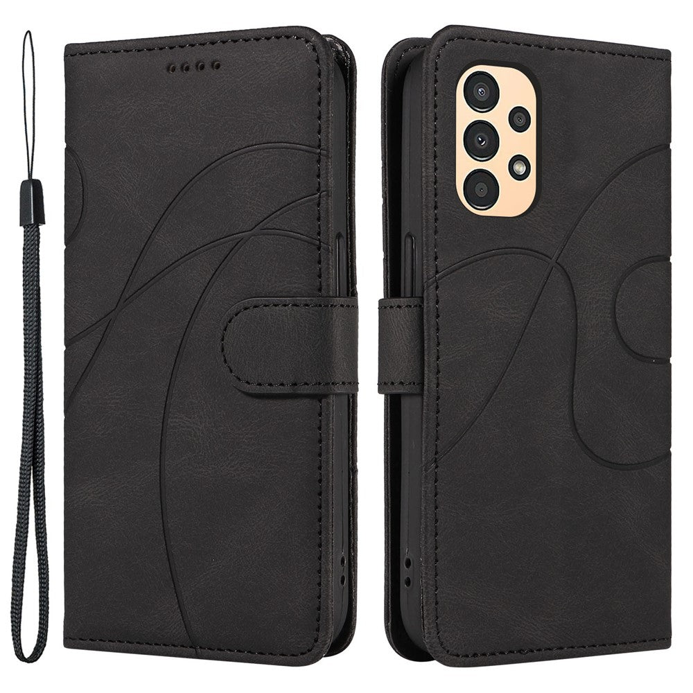 For Samsung Galaxy A13 4G / 5G Wallet Phone Cover PU Leather Imprinted Line Case with Stand