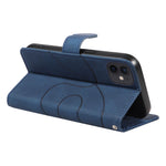 För iPhone 11 PU-läder Foliofodral Plånbok Stativ Präglat linjetelefonfodral med rem