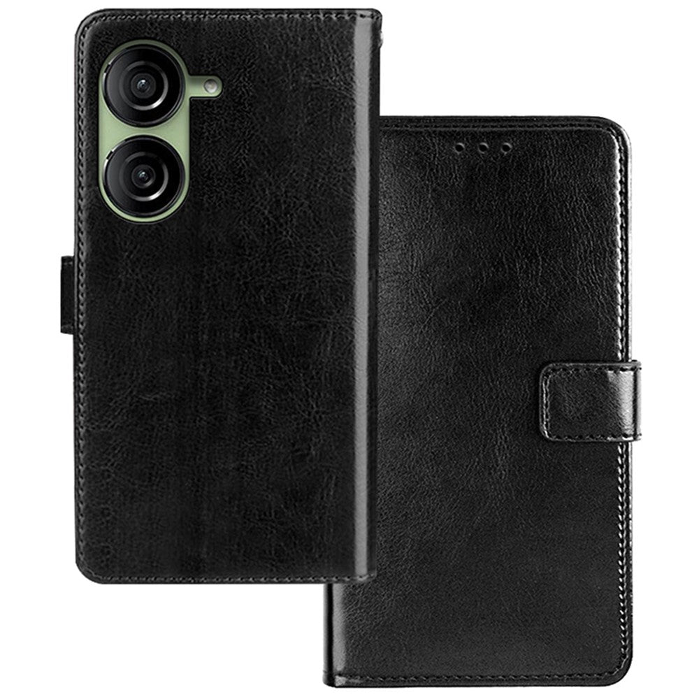 IDEWEI For Asus Zenfone 10 5G Shockproof Case Crazy Horse Texture Leather Wallet Phone Cover