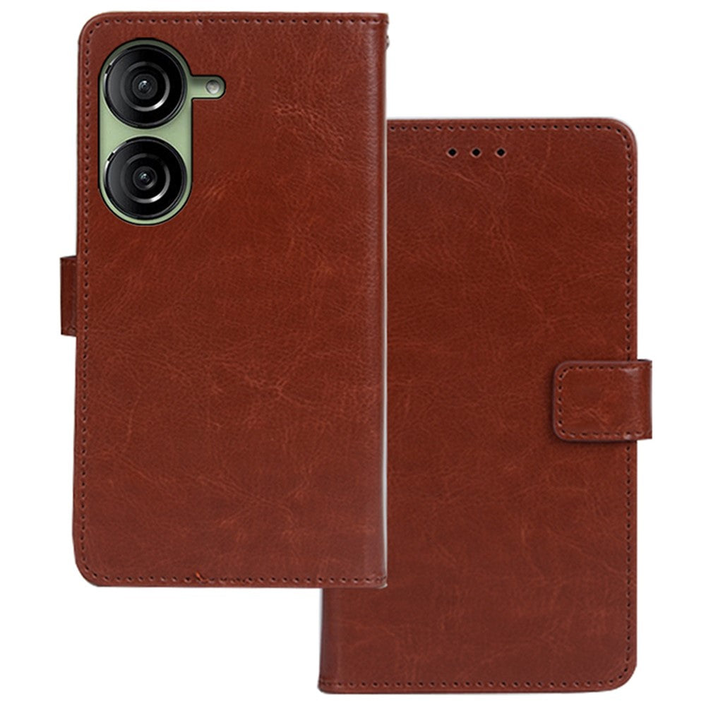 IDEWEI For Asus Zenfone 10 5G Shockproof Case Crazy Horse Texture Leather Wallet Phone Cover