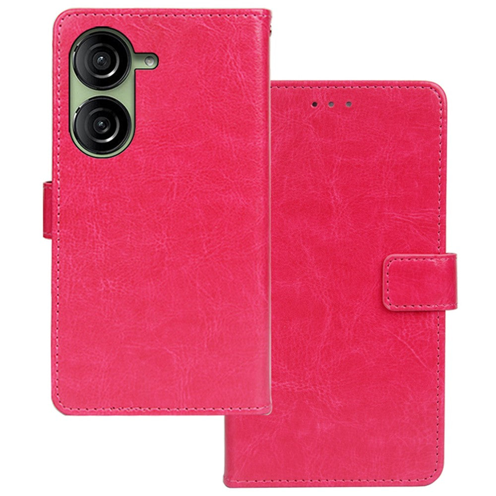 IDEWEI For Asus Zenfone 10 5G Shockproof Case Crazy Horse Texture Leather Wallet Phone Cover
