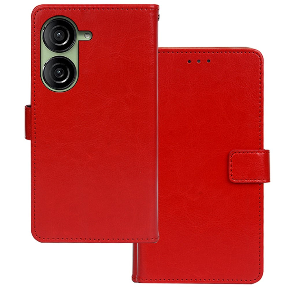 IDEWEI For Asus Zenfone 10 5G Shockproof Case Crazy Horse Texture Leather Wallet Phone Cover