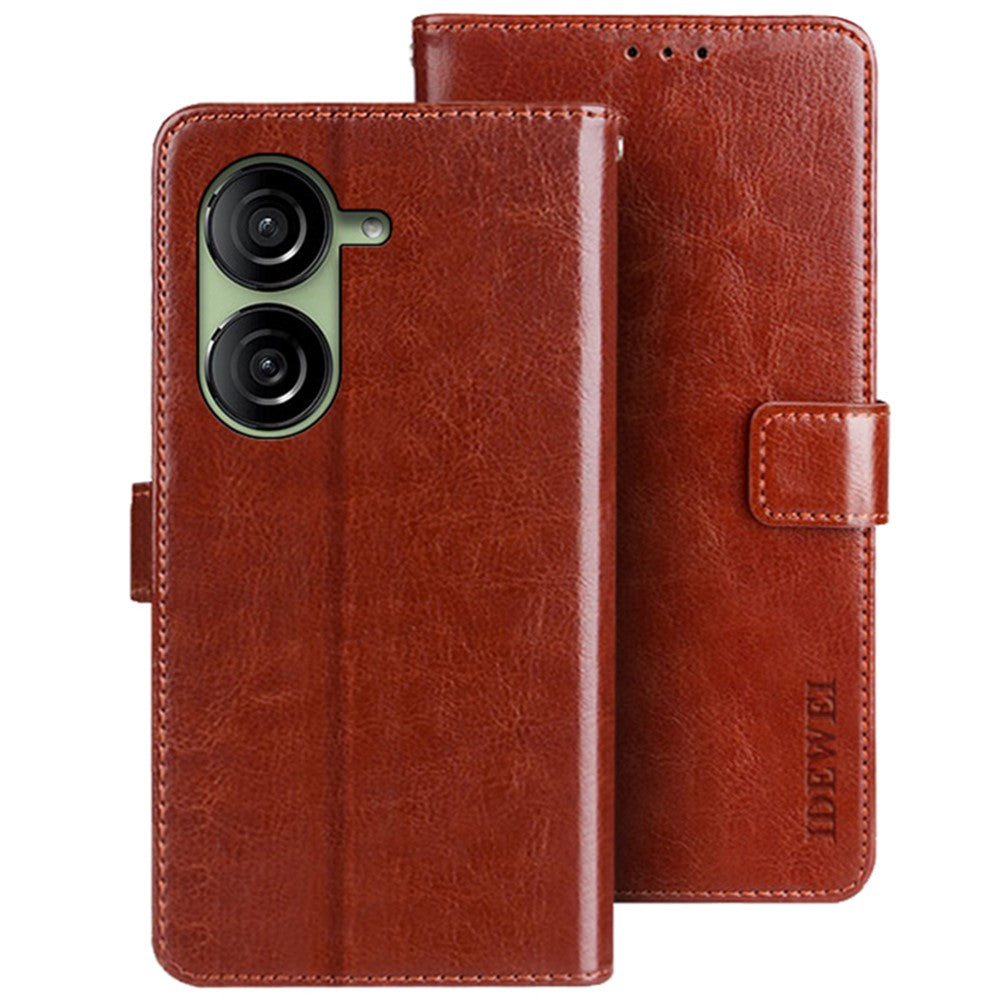 IDEWEI Pung Telefoncover til Asus Zenfone 10 5G Crazy Horse Tekstur Anti-fald Læder Flip Cover